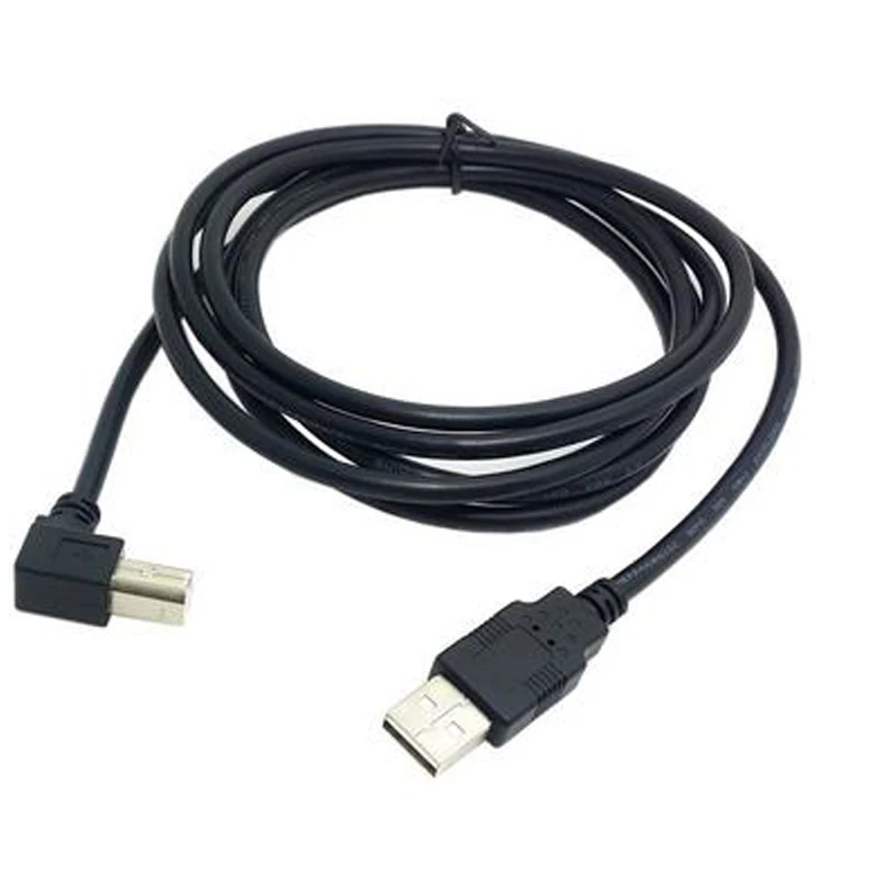 Black Elbow 90 USB Printer Power Cable USB 2.0 A-B Male to Male Scanner Printer Wire USB Convert Data Line 1.5M 50CM 3M 1M