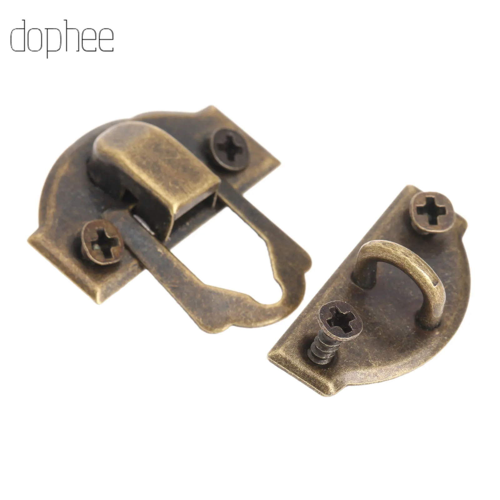 dophee 12pcs Antique Metal Lock 29*27mm Wooden Jewelry Box Decorative Padlock Hasps Latch With Screws Furniture Hardware