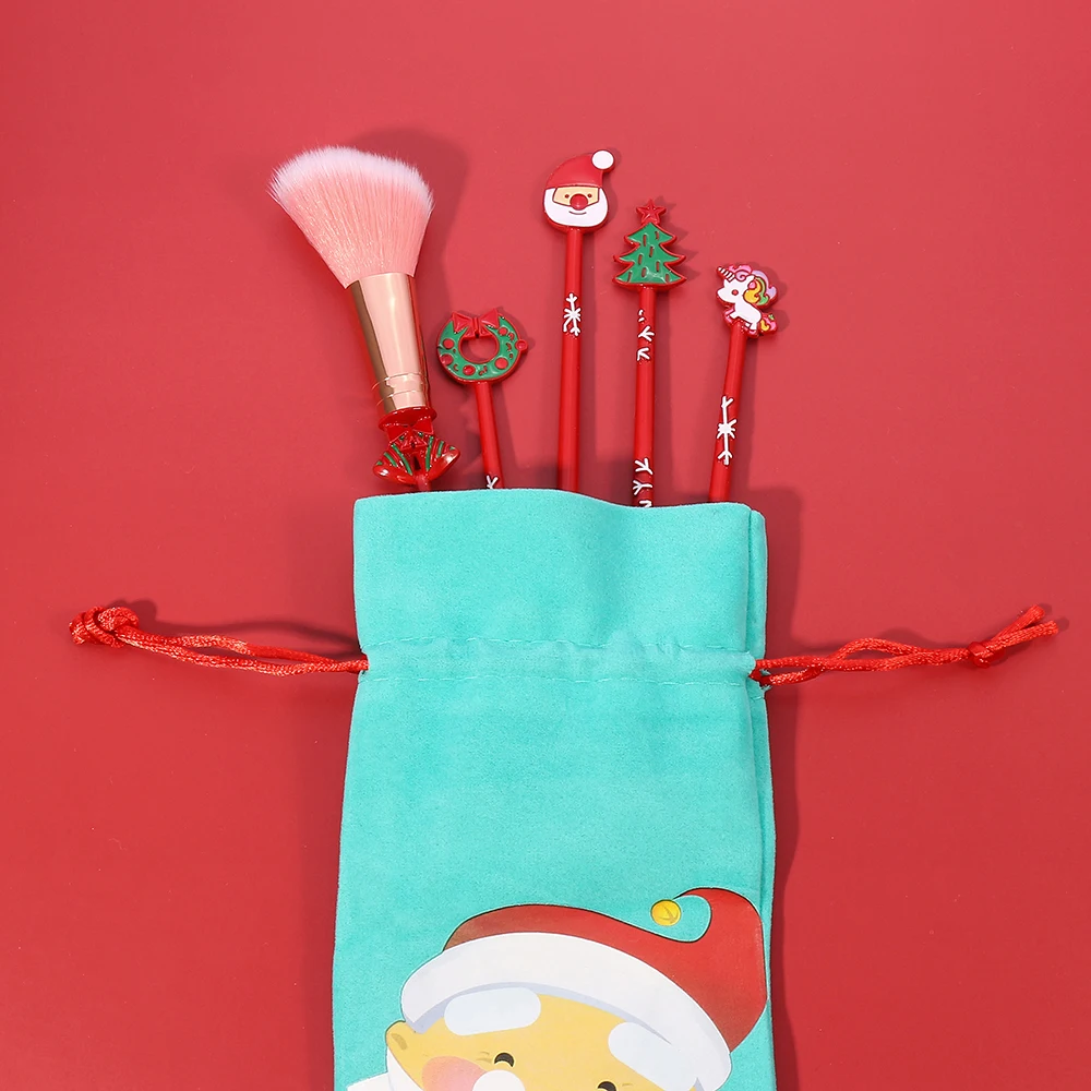 Nieuwe Make-Up Borstel Set Kerst Thema Rode Borstels Festival Schoonheid Cosmetische Tool Voor Gezicht Pro Poeder Oogschaduw Wenkbrauw Lip Borstel