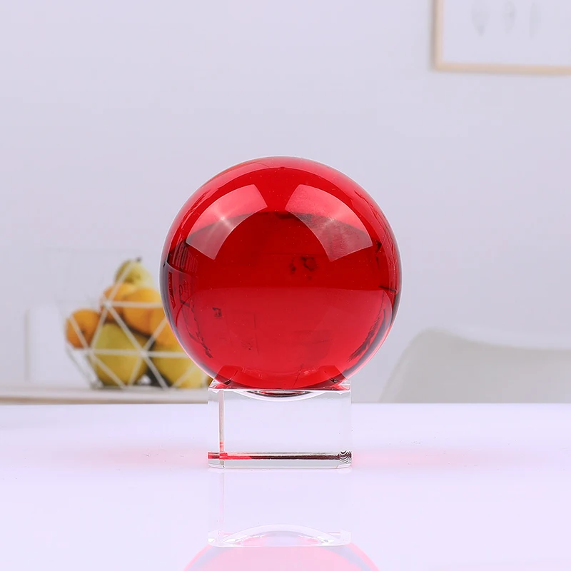 Free Shipping Quartz Glass Ball Red Clear K9 Crystal Ball Sphere Photography Accessories Feng Shui Home Decoration