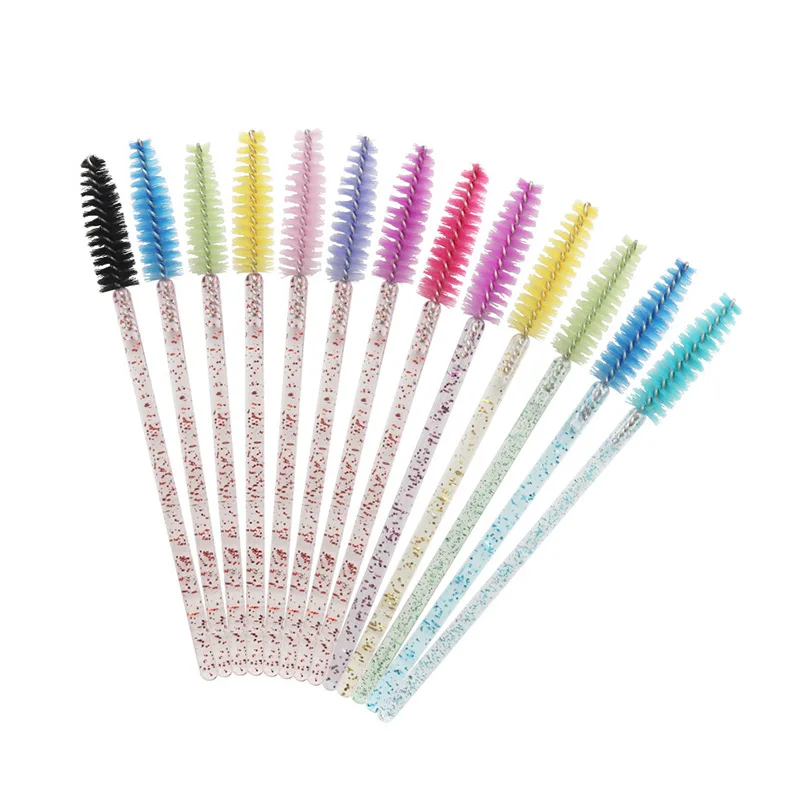 50PCS Disposable Eyelash Brushes Crystal Diamond Handle Mascara Wand Applicator Lashes Eyelash Extension Makeup Tools Cosmetic