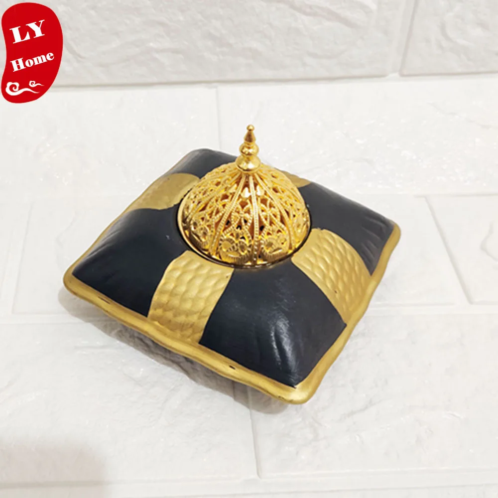 

Islamic Incense Burner with Crystal Lid - Hand-Painted Ceramic Bakhoor Burner for Ramadan Eid, Muslim Home Decor Gift Set