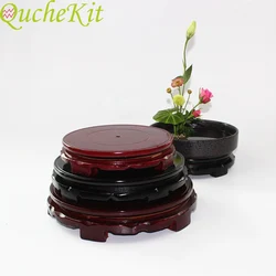 10-24cm Diameter Matte Black Wooden Rotating Base For Wine Carving Vase Base Carving Teapot Base Jewelry Display Stand Tray