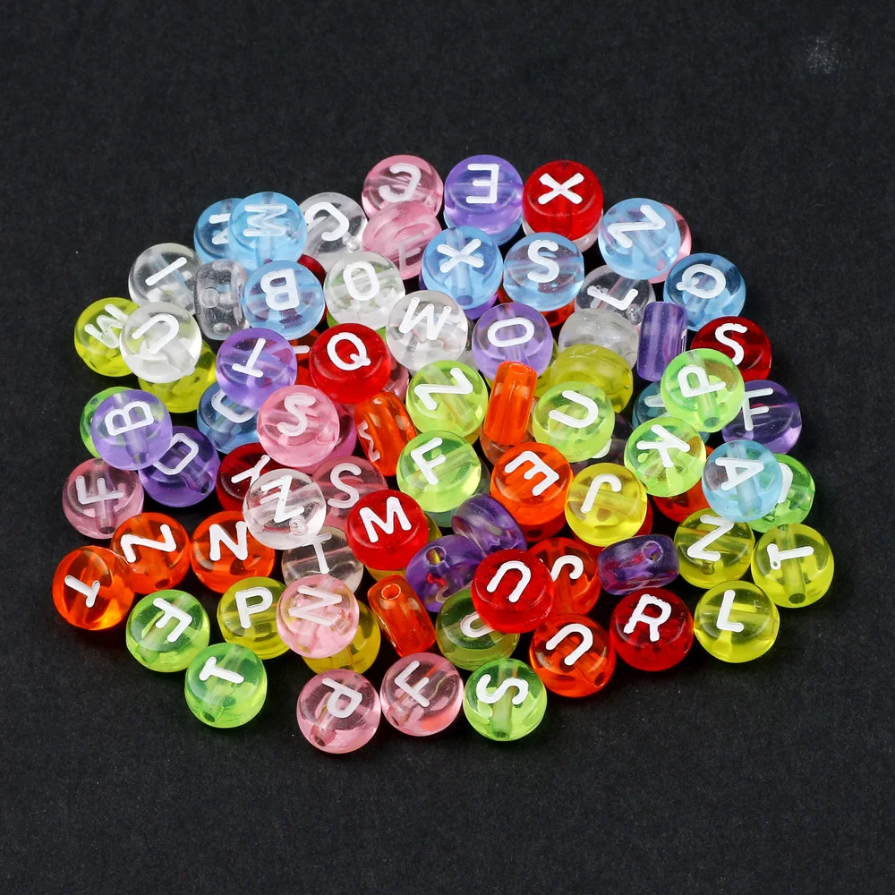 200pcs 7mm Mixed Letter Beads Colorful Alphabet Acrylic Spacer Beads For Jewelry Making DIY Bracelet Necklace Accessories