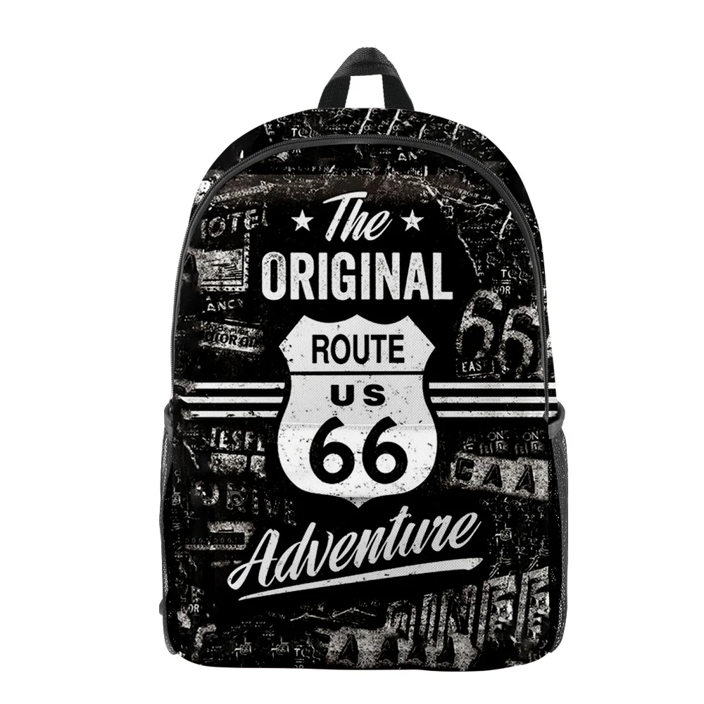 2021 3D Route 66 Men Women Backpack Oxford School Bag High Capacity Teenager Girl Child Bag Travel Backpack