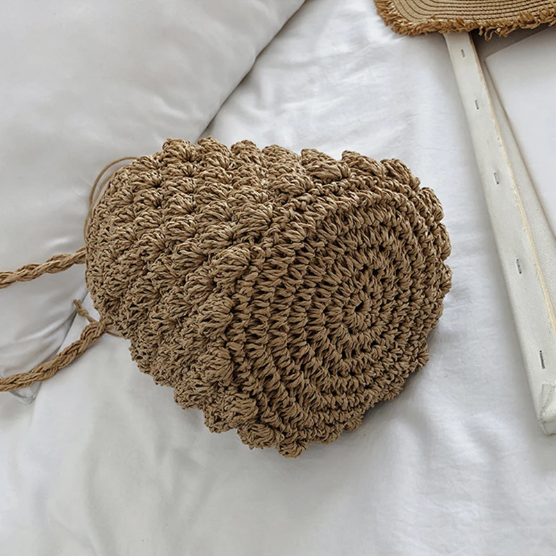 Yogodlns Sommer Stroh Umhängetasche Frauen Große Kapazität Rattan Eimer Tasche Handarbeit Gewebt Strand Tasche Mode Urlaub Handtasche Tote – Detail 28