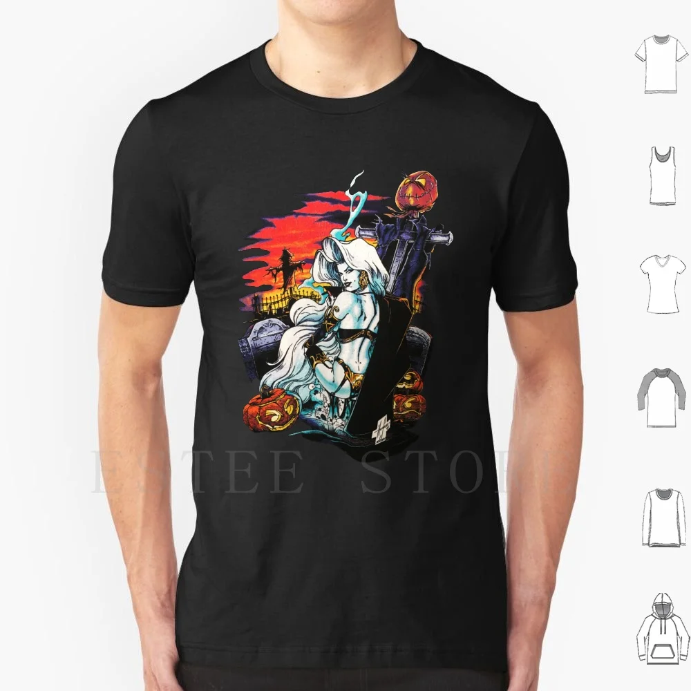 Lady Death Halloween T Shirt DIY Big Size 100% Cotton Natural Frame Mont Retro Vintage