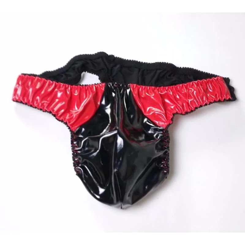 Sexy Mens Shiny Vinyl Wet Look  G-string Briefs Thong T-Back Underwear Clubwear Erotic Fetish Lingerie Outfit