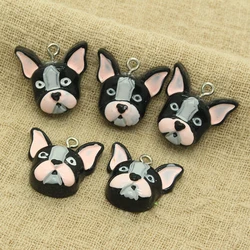 10pcs Cute Black French Bulldog Resin Charms For Earring Keychain Dog Choker Pendant Accessory DIY Pets Jewelry Charm Make