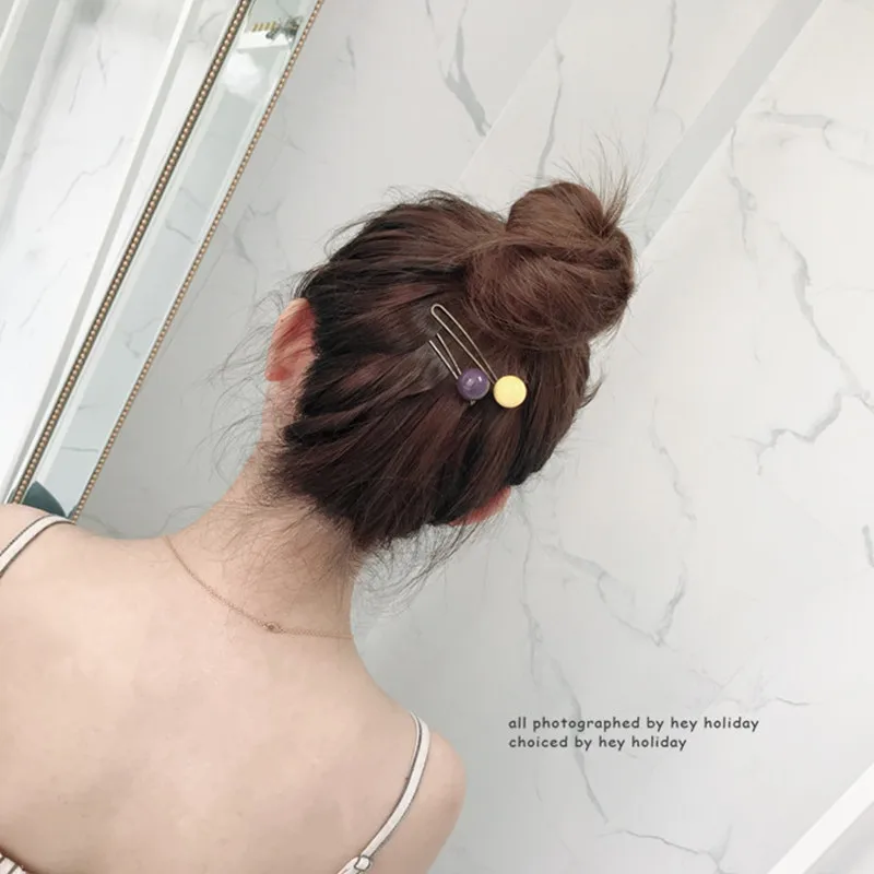 Summer Hot Girls Color Ball Hair Clips Barrette for Women Solid  Simplicity Mini Elegant Hairpin Headdress Hair Accessories