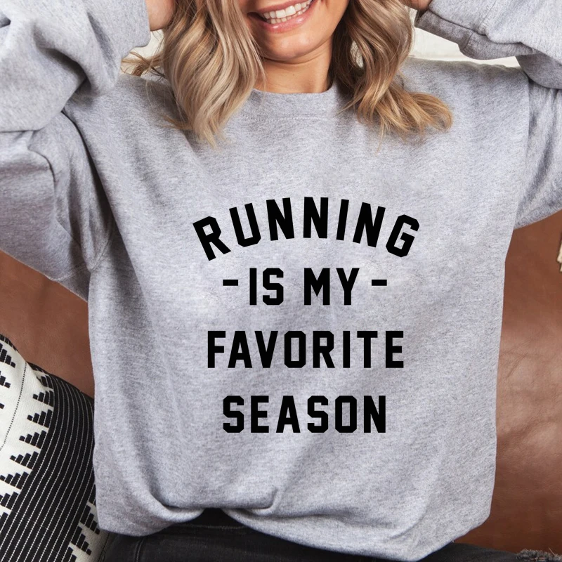 

running is my favorite season Sweatshirt Casual Women Long Sleeve Jumper Sports Pullovers