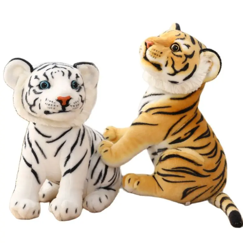 23-33Cm Leuke Levensechte Tijger Gevulde Dieren Wit Tigers Knuffel Real-Life Wilde Bos Dieren Kids speelgoed Gift Voor Jongen Baby Knuffel