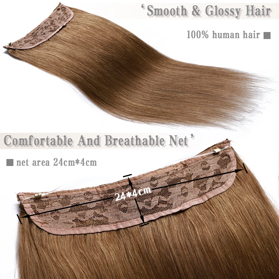 S-Noilite 90G-120G ธรรมชาติลวดผมต่อผมมนุษย์2Strand สายที่มองไม่เห็นแถบคาดศีรษะ Weft Hairpiece