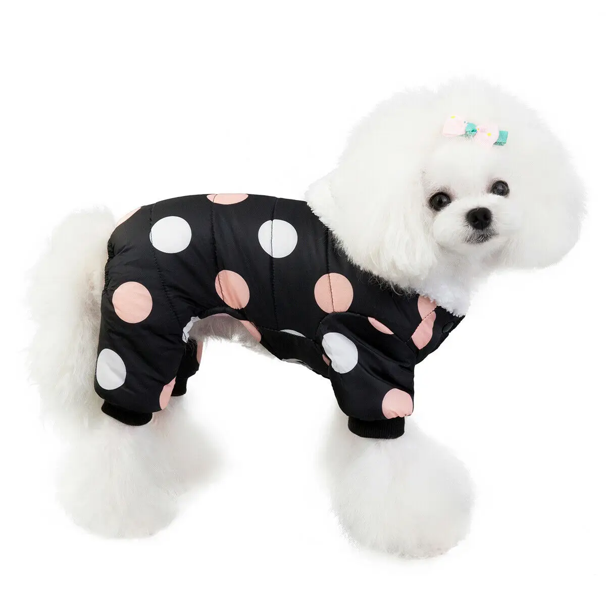 Soft Dot Warm Pet Clothes for Dog Windproof Jackets Outdoor Fleece Hooded Coats Dog Jumpsuit Rompers Drop Shipping