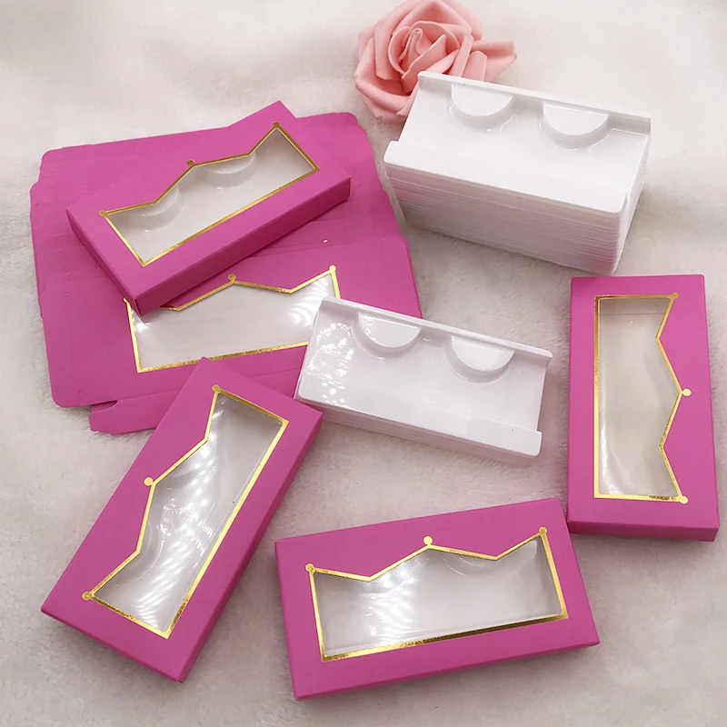 3D Mink Eyelashes Custom Packaging Empty Paper Box Pink Crown Lash Box