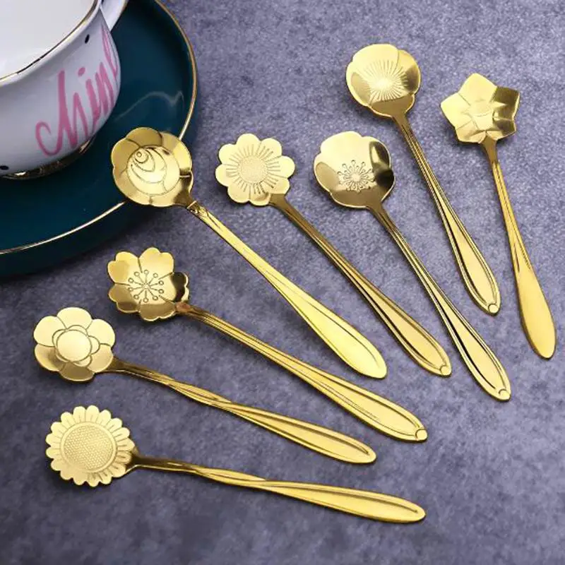 1pc Creative Flower Shape Coffee Spoon Stainless Steel Floral Tea Spoon Dessert Spoon Coffee Tools Tea Accessories