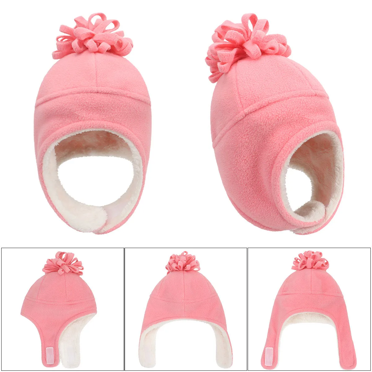 0-8T Kids Fleece Hat For Baby Boy Girls 6 Solid Colors Ear Protection Beanie Winter Warm Cap Baby Accessories