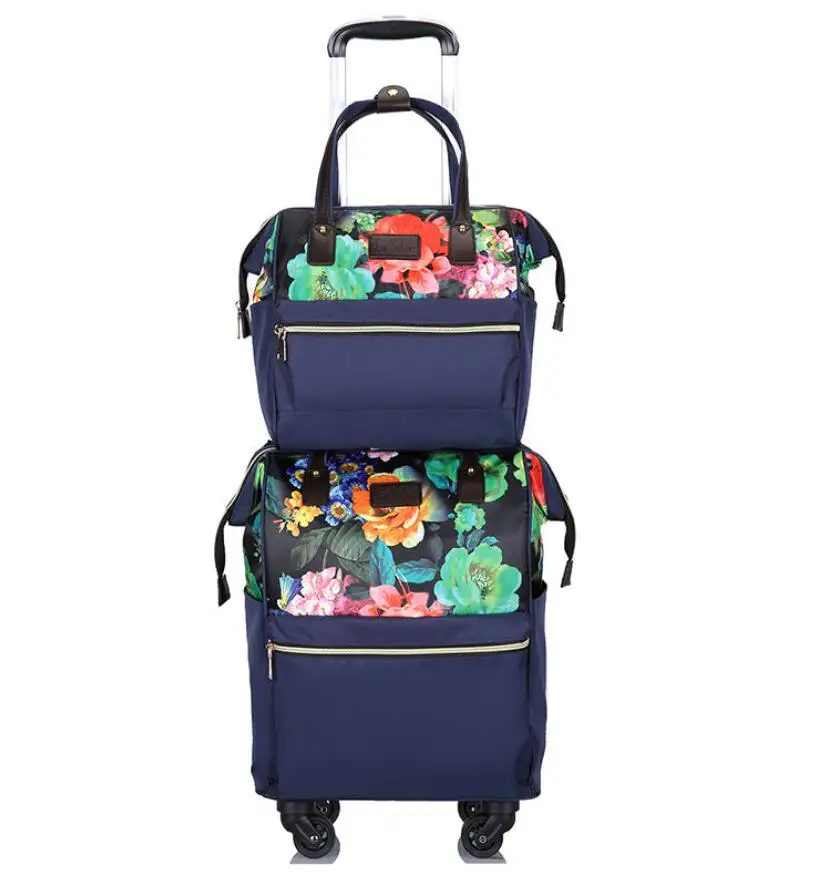 

Women Carry-On Rolling Luggage Backpack with handbag travel Trolley Bag with wheels Wheeled Backpack Suitcase bag For Travel