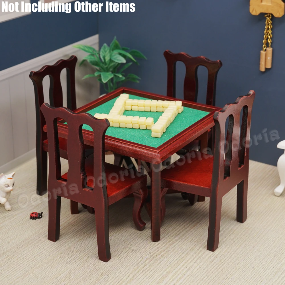 Odoria 1:12 Miniature Folding Mahjong Table Travel Game Furniture Model Set Dollhouse Accessories Doll House Decoration