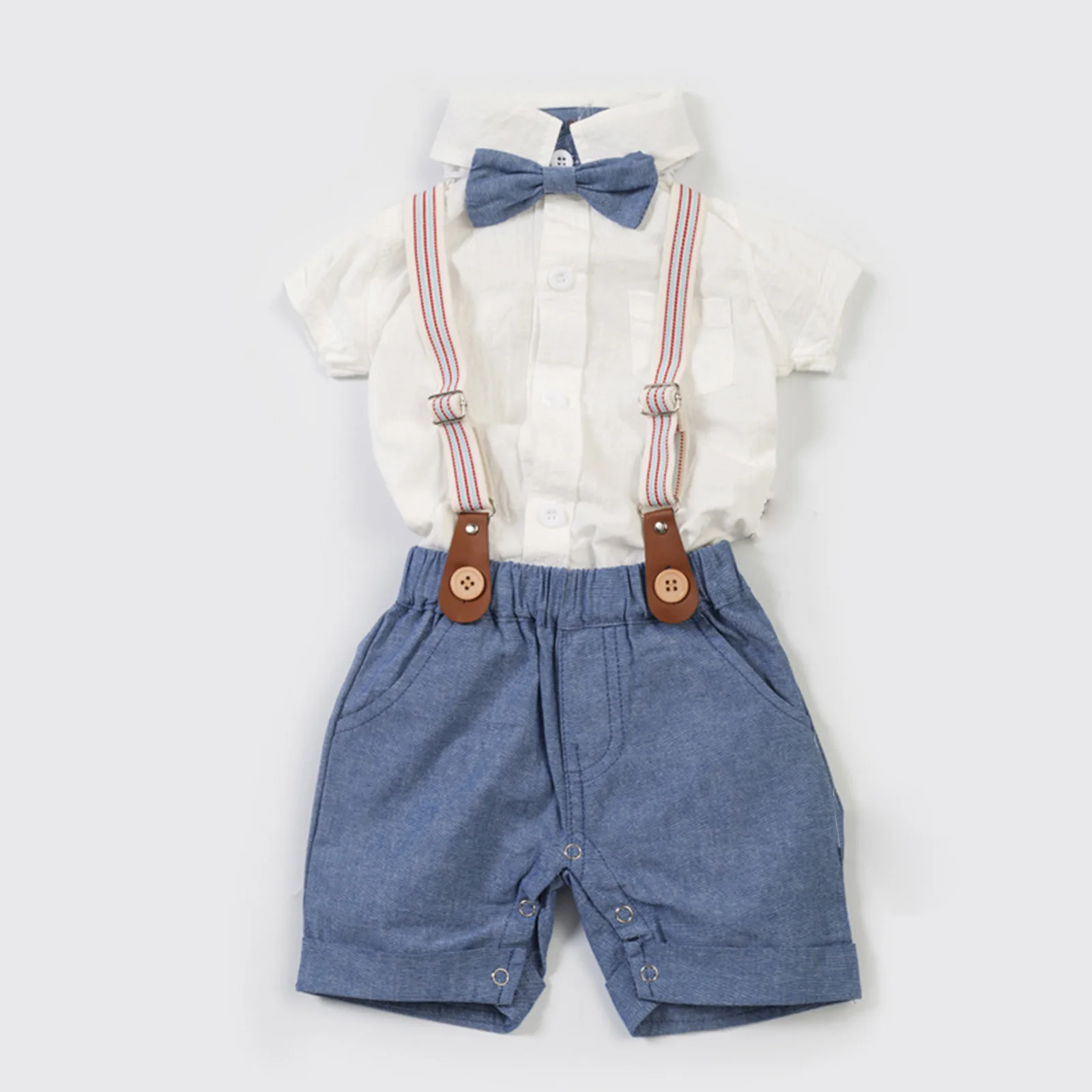 

Toddler Baby Boys Clothes Set Baby's Short Sleeve Romper with Suspender Shorts Gentleman Boy's Outfit Birthday Party Kids Suits