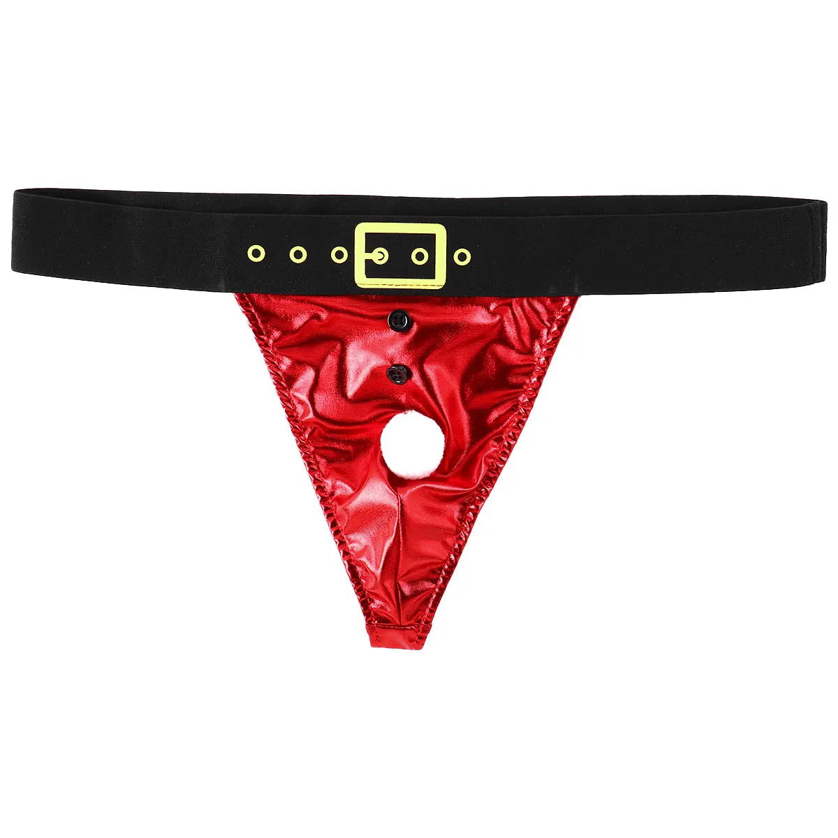 Men Sexy Christmas Briefs Lingerie SMetallic Xmas Santa Underwear Low Rise Open Butt  Bulge Pouch T-back Thong Panties Underwear