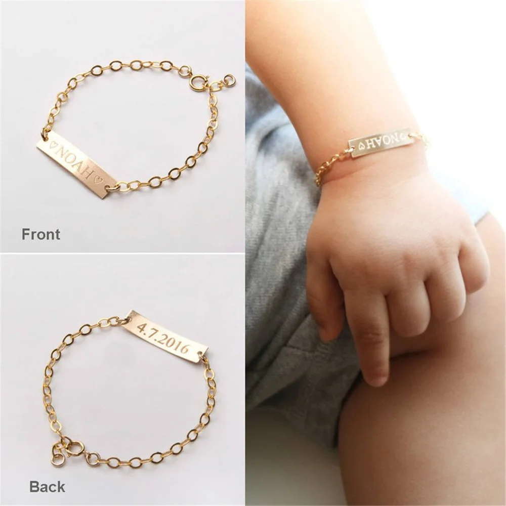 Custom Name Bracelet Personalized Lettering Baby Bangle Stainless Steel Customized Name Bracelet Birthday Gift For Child