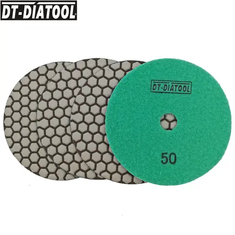 DT-DIATOOL 4pcs 125mm/5inch Diamond Dry Polishing Pads Resin Bond Flexible Sanding Discs For Granite Marble Stone Polisher Discs