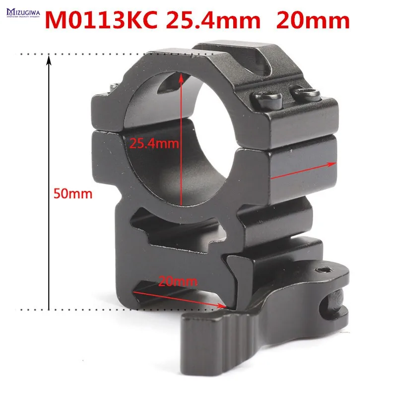 MIZUGIWA 1 paio QD Rifle Scope Mount 25.4mm 30mm Rings 20mm Picatinny Rail Adapter cannocchiali Tactical Weaver pistola Airsoft