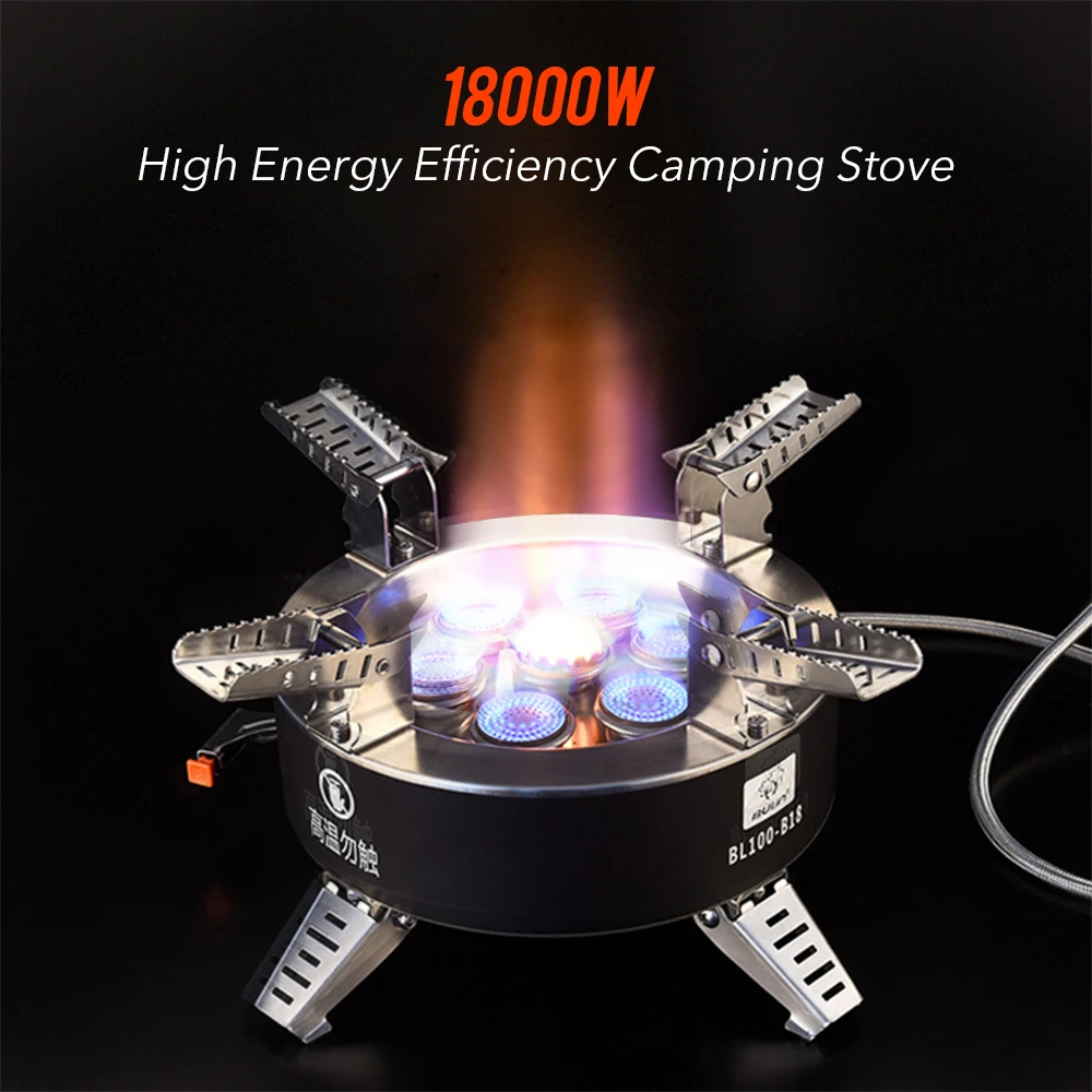 BULIN 18000W High-power Camping Stove with Piezo Seven-core Gas Stoves Burner for Outdoor Tourism Tourist BBQ Survival Equipment