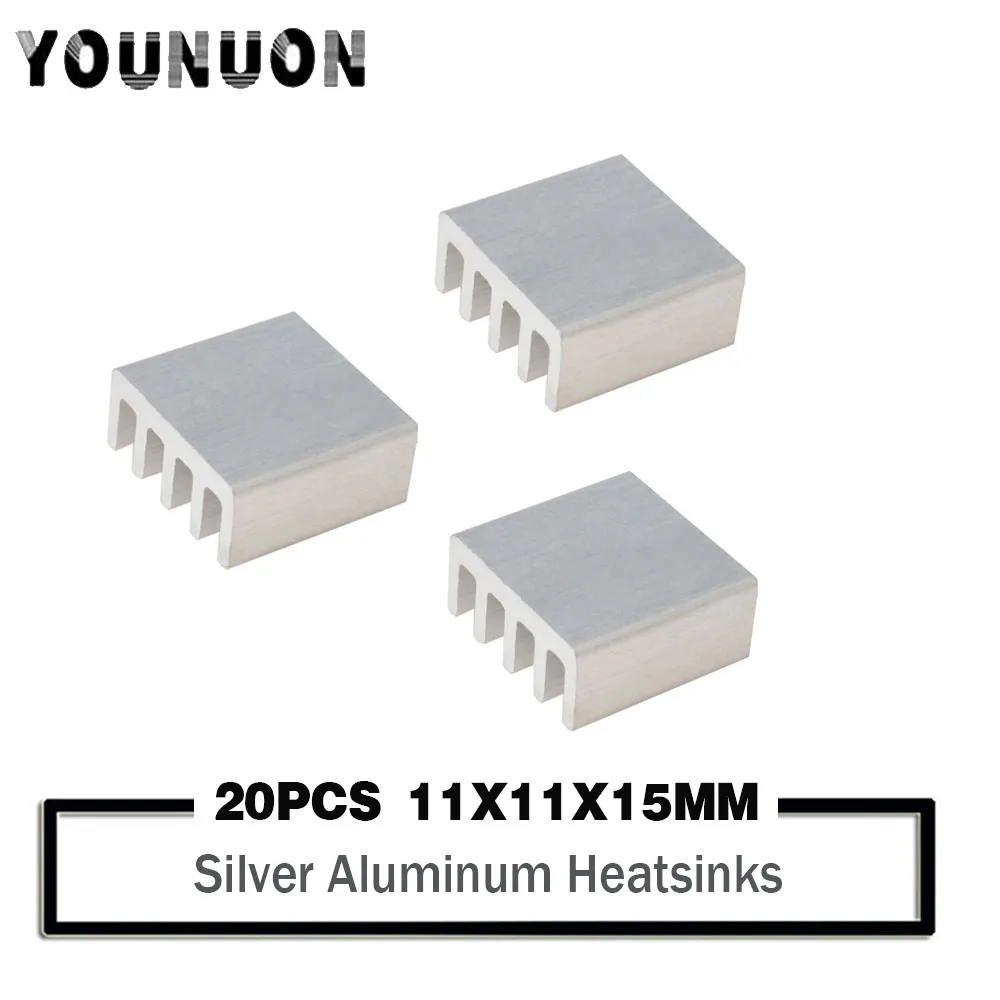 

20PCS Aluminum Heatsink 11x11x5mm Radiator Cooling Cooler For Electronic Chip IC 3D printer With 3M Tape