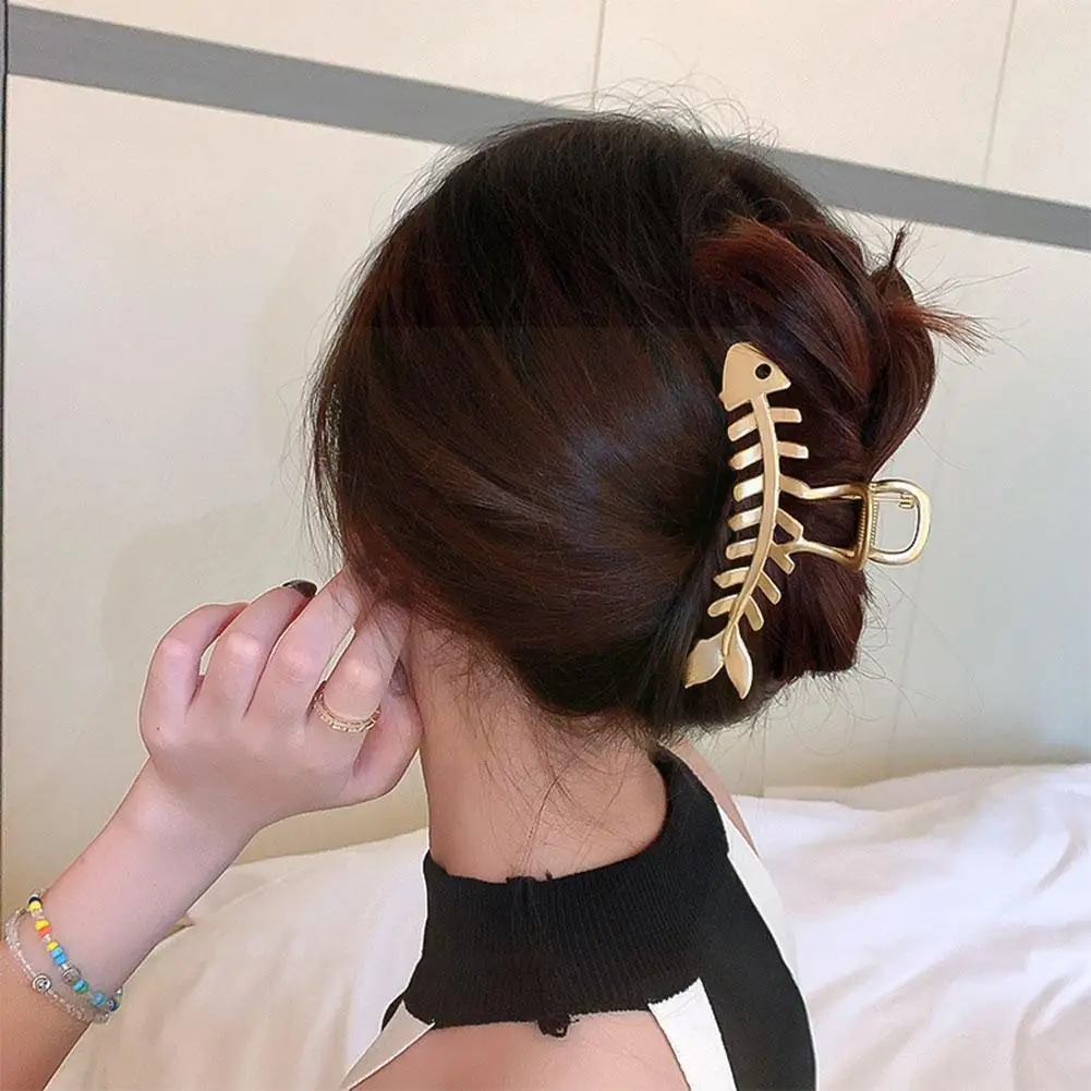 Women Fishbone Hair Claw Geometric Hair Clamp Grab Hair Grip Accessories Hairpin Acrylic Fashion Styling Clip Barrettes Hai W8N8