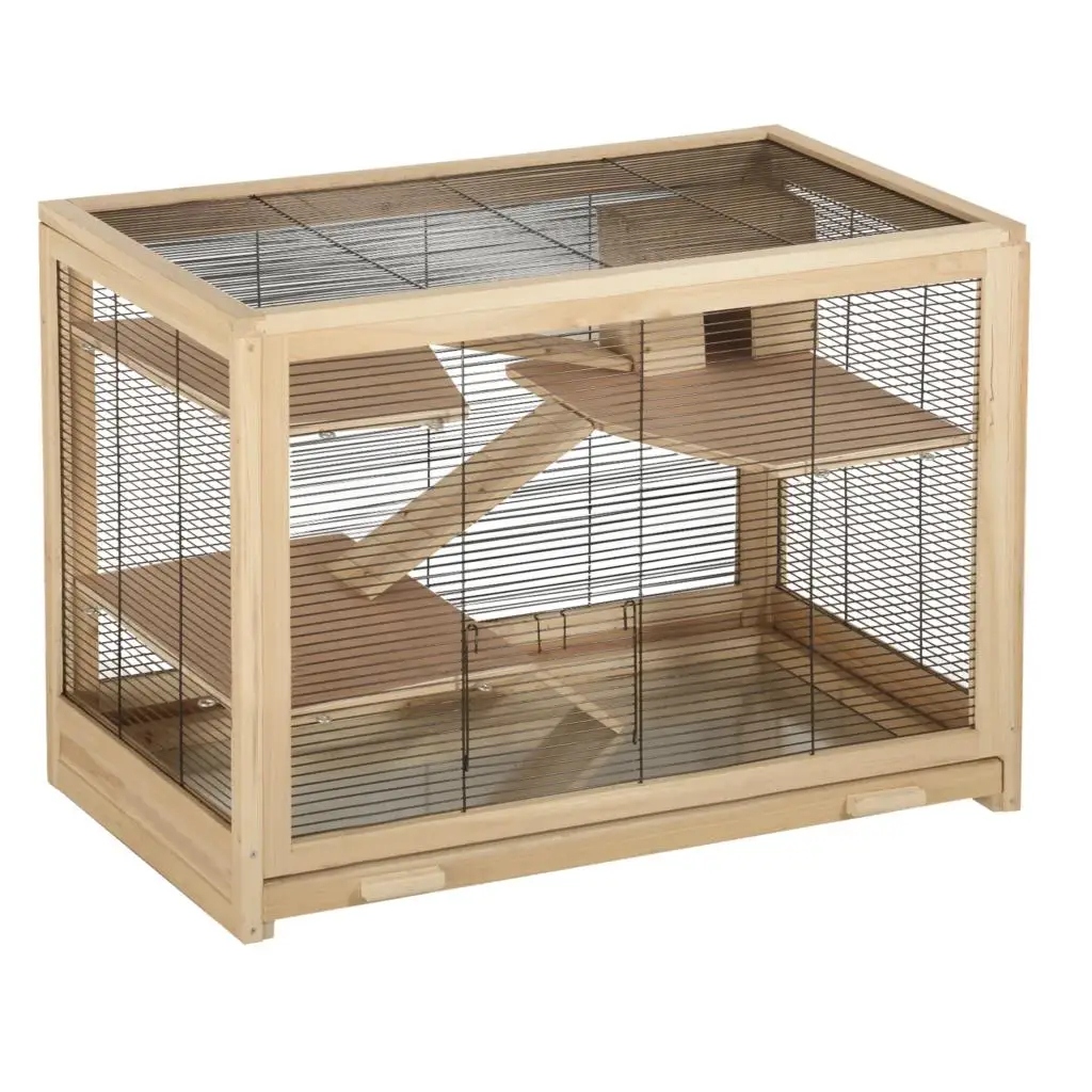 Hamster Cage Wooden 62 x 50 x 86 cm with Drawer Large Small Animal Cage Mouse Rat Rodent Hutch Small Guinea Pigs Cage Pet House