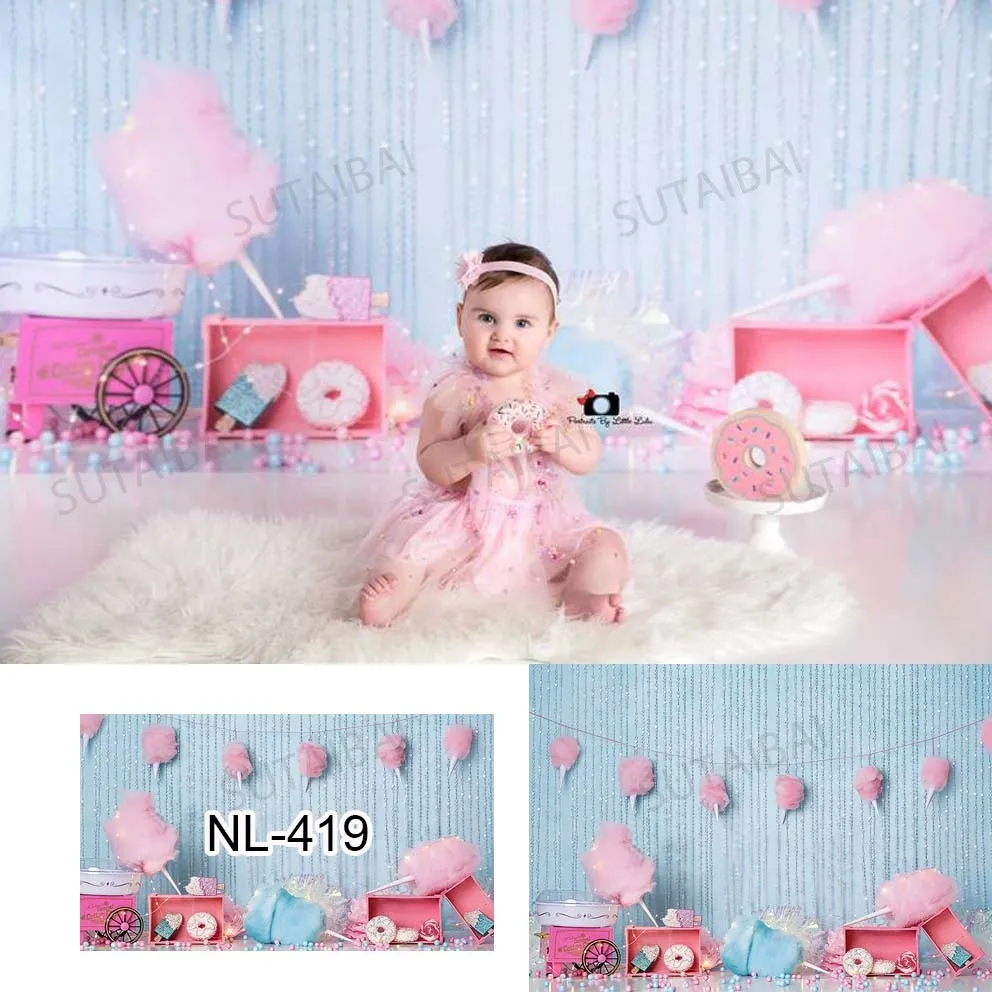 Cotton Candy Photography Background Ice Cream Donut Girls Backdrop Children Portrait Party Decorations Banner Photo Studio Prop