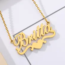 Custom Heart Nameplate Necklace Women #4