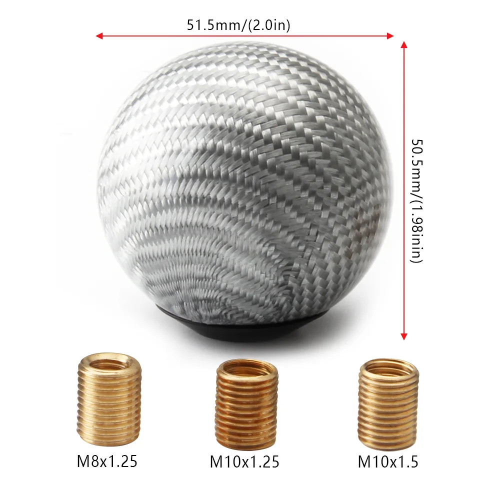 Universal Car Round Gear Shift Knob Shifter Lever Round Ball Shape Real Carbon Fiber Shifter Lever Knob SK-1035