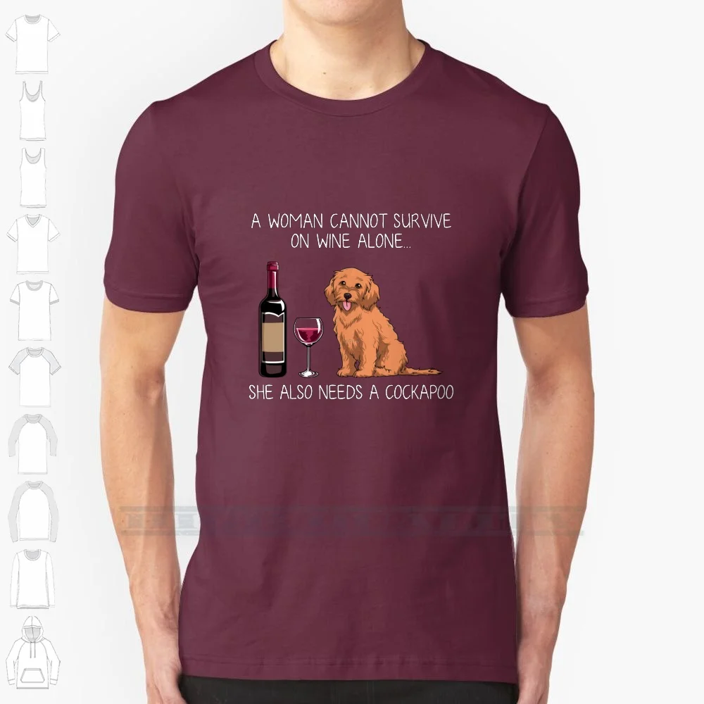 Cockapoo And Wine Funny Dog Custom Design Print For Men Women Cotton New Cool Tee T Shirt Big Size 6xl Dog Funny