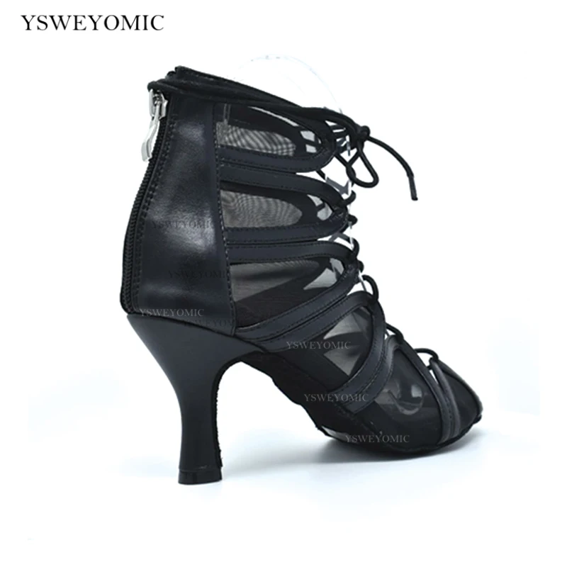 Black Training Latin Salsa Dance Boots Ladies Girls Salsa Tango Dance Shoes Indoor Sports Dance Professional Salsa Dance Shoes