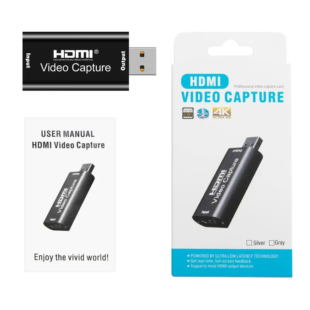 Mini Video Capture Card USB 2.0 HDMI Video Grabber Record Box for PS4 Game DVD Camcorder HD Camera Recording Live Streaming