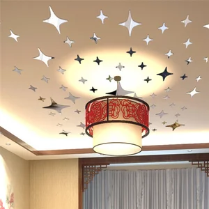 3D Acrylsternspiegel Wandaufkleber, Wohnzimmer, Bett, Decke, Hausdekoration, 50pcs 8 Hauptverkaufsspiegeldecke - №7
