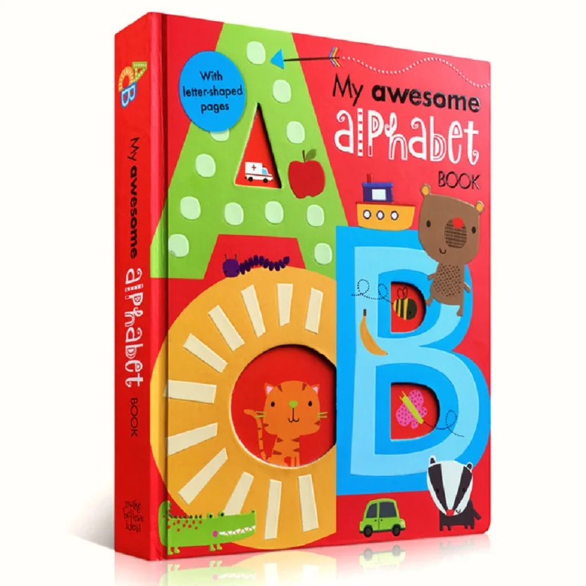 

My Awesome Alphabet Book ABC original English board Books Baby kids learning educational word book with letter shaped