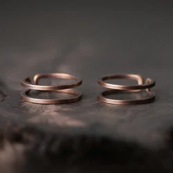 Hand Crafted Solid Copper Ring Special Design Process Black Size Adjustable Retro Punk Street for Couple Lover Accessories