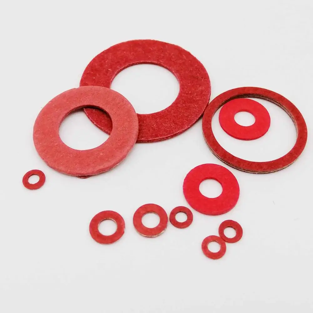 20/100pcs M2 M2.5 M3 M4 M5 M6 M8 M10 M12 M14 M16 Red Steel Paper Insulating Flat Washer Insulation Plain Gasket Pad Ring Spacer