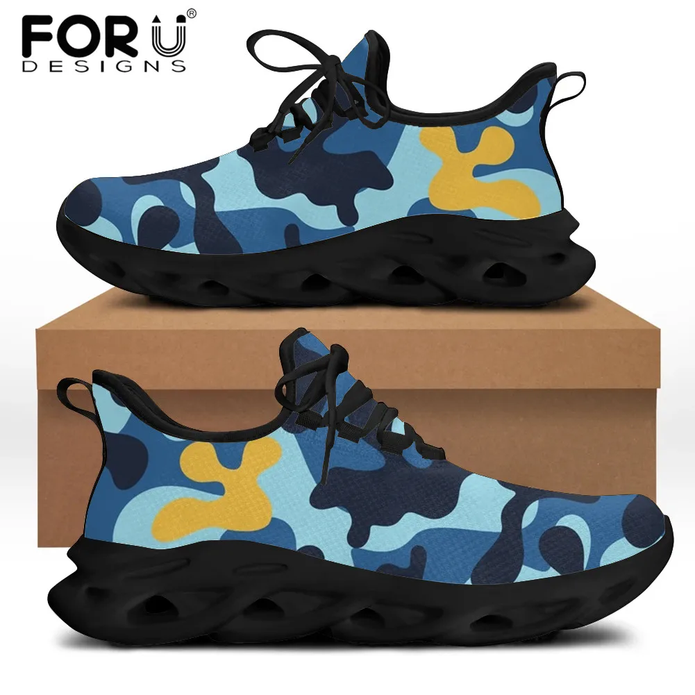 

FORUDESIGNS Youth Boys Comfortable Flats Lace Up Shoes Camouflage Pattern Men's Daily Sneakers Durable Walking Shoe Footwear