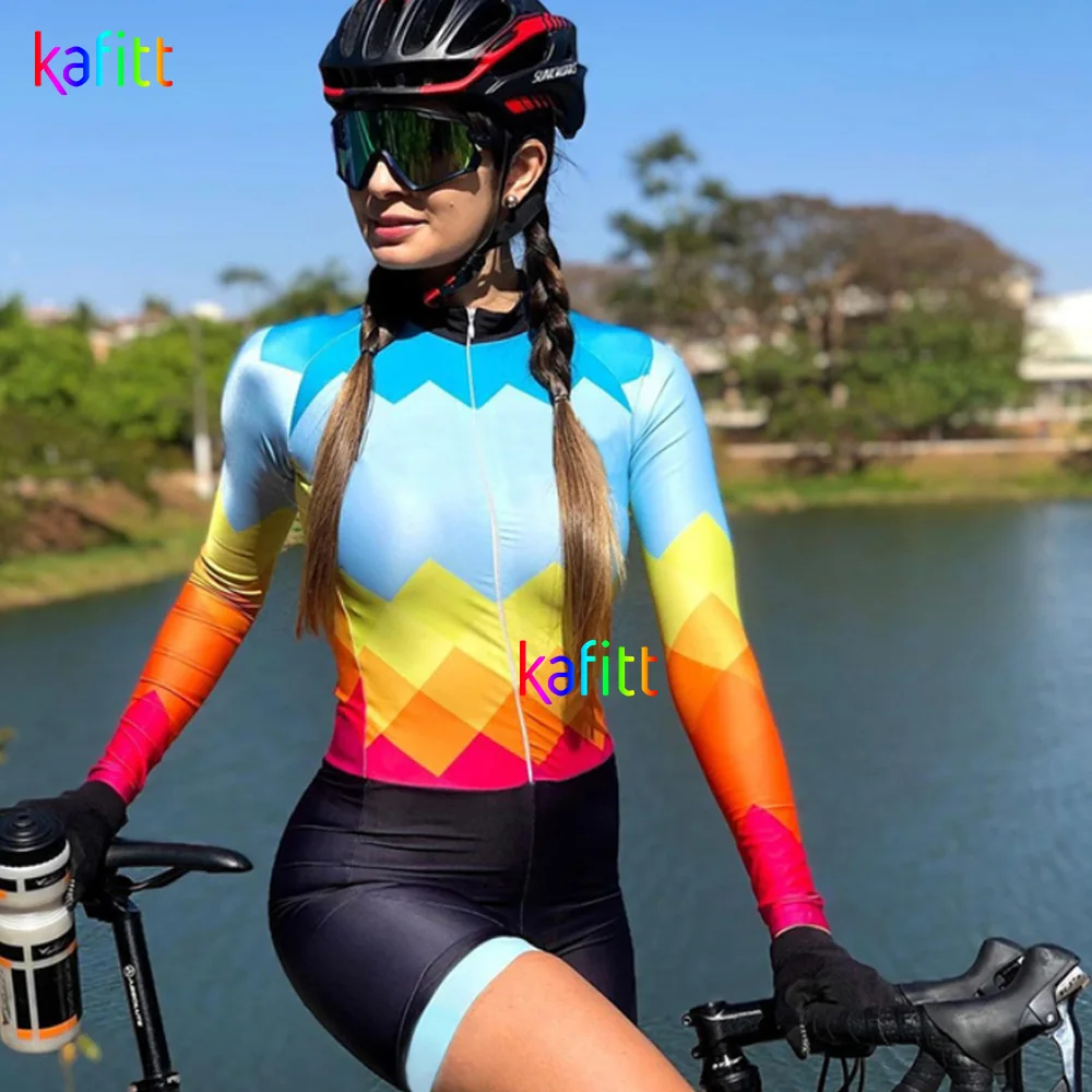 Kafitt Women's Fashion Short Cycling Clothing Triathlon Skinsuit Sets Little Monkey Macaquinho Ciclismo Feminino Jumpsuit Kits