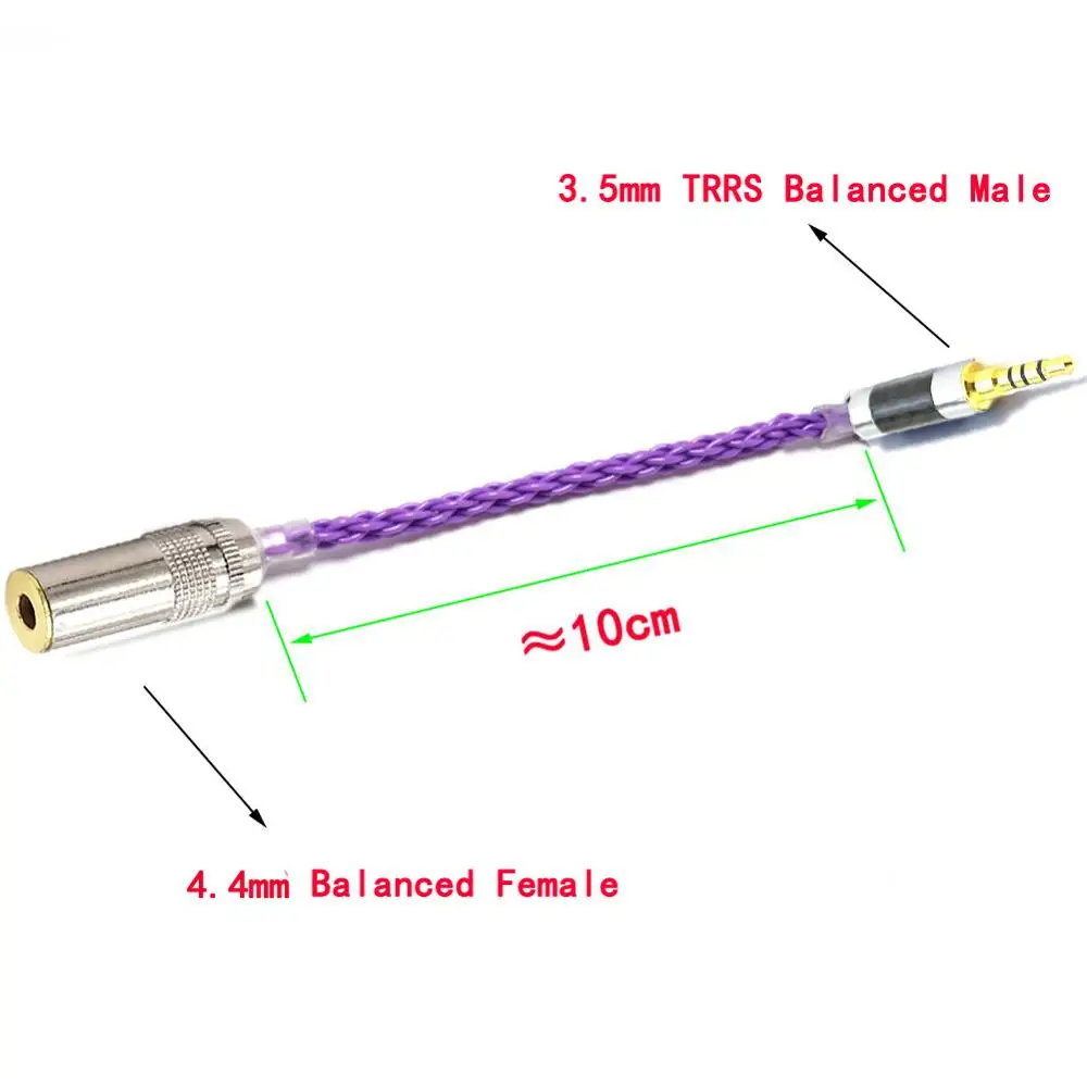 Thouliess HIFI 3.5mm TRRS Balanced Male to 4.4mm Balacned Female Silvar Plated Audio Adapter Connector 3.5mm to 4.4m Audio Cable