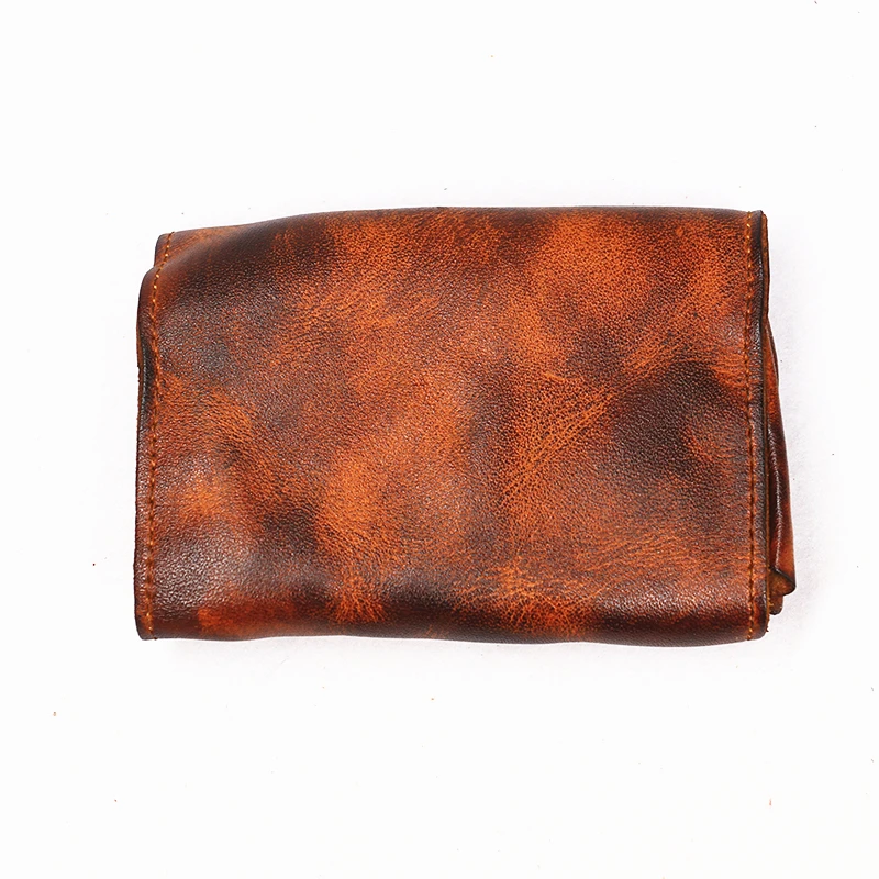 Genuine Leather Wallets Card Holder Men Women Vintage Short Credit Card Holders Coin Purse Case Small Slim Wallet For Male