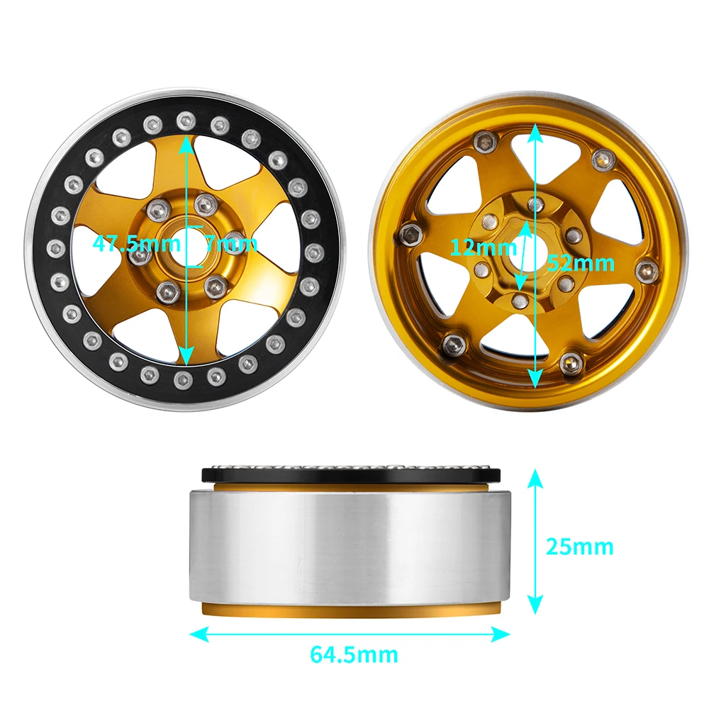 YEAHRUN 2,2-calowe piasty kół ze stopu aluminium do Axial Wraith 90048 RR10 TRX-4 1/10 RC Crawler Car Truck Model Upgrade Part