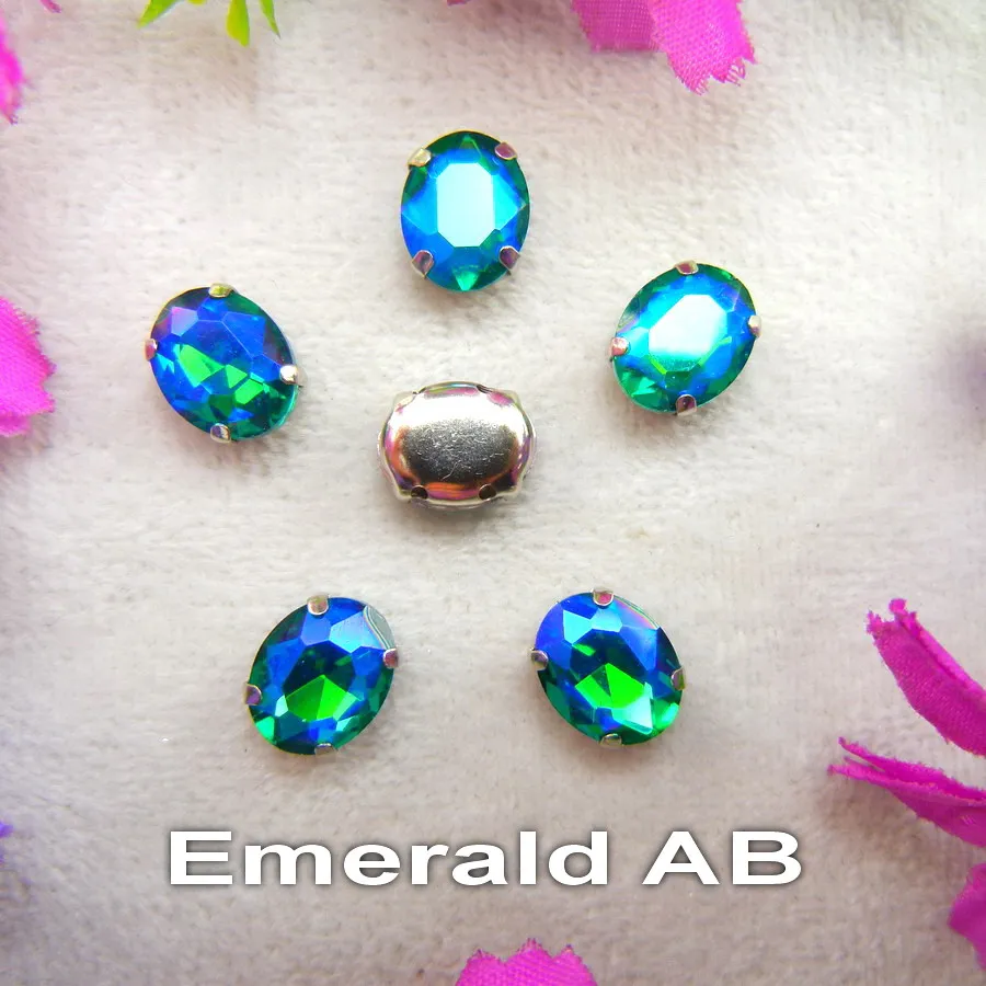 AB Colors Silberne Krallenfassungen 7 Größen Ovale Form Glaskristall Aufnähbare Strassperlen Hochzeitskleid-Accessoires Verzierung – Detail 5