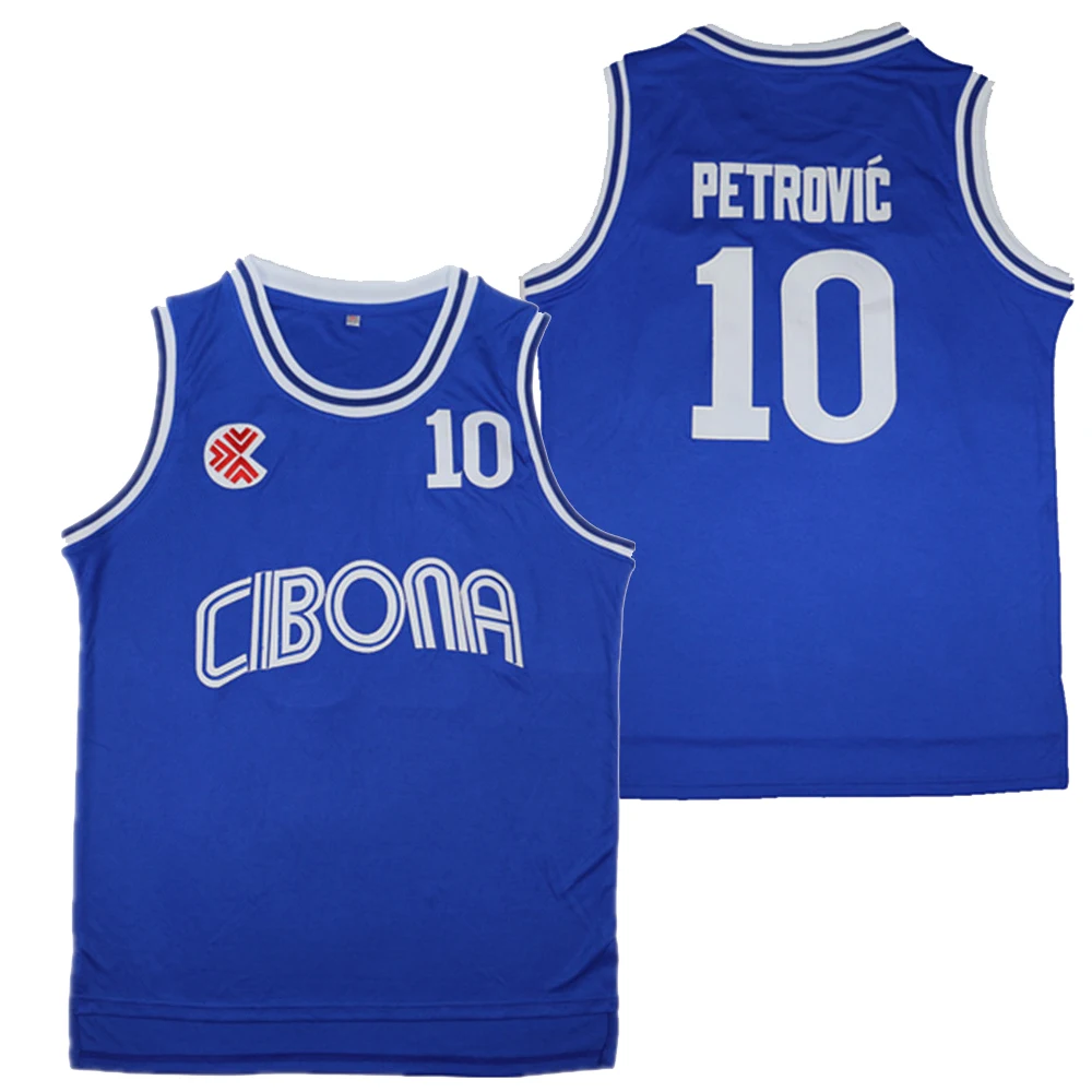 Blue Sport Basketball jerseys CIBONA 10 PETROVIC Jersey Embroidery Sewing EmbroideredOutdoor Sportswear Hip-hop Culture Movie