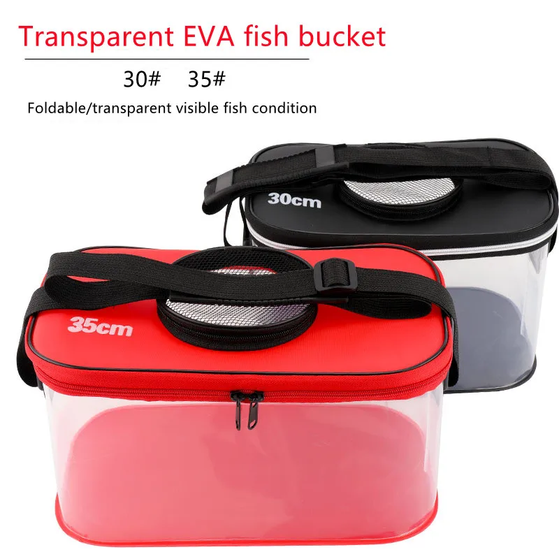 Transparent EVA Fish Bucket Fishing Box Foldable Fish Bucket Skylight Breathable Fish Bucket Fishing Gear